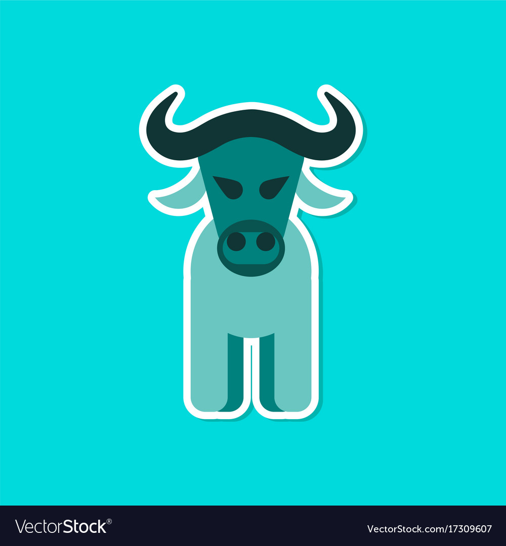 Paper sticker on stylish background cartoon bull