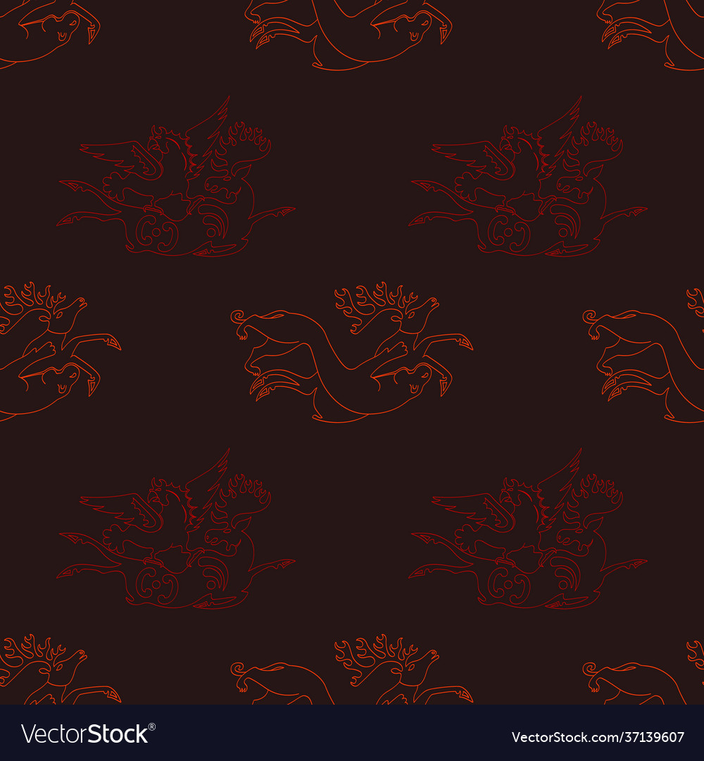 Seamless pattern with ancient scythian art