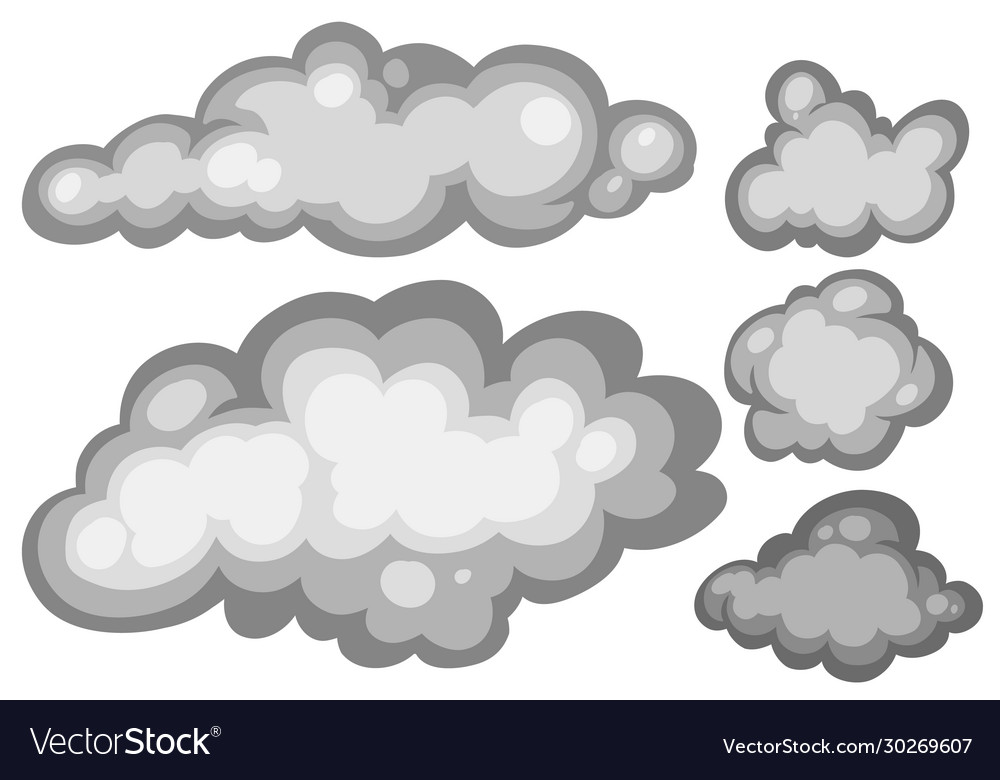 Set Gray Clouds On White Background Royalty Free Vector