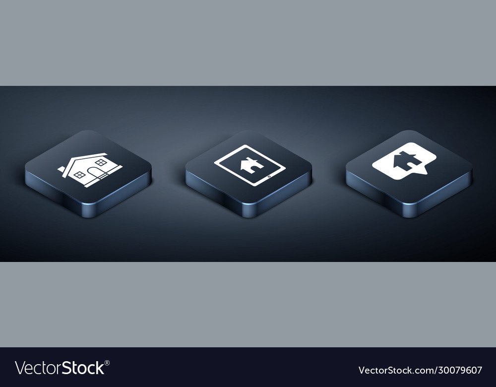 Set isometric house map pointer vector image Set isometric house map pointer