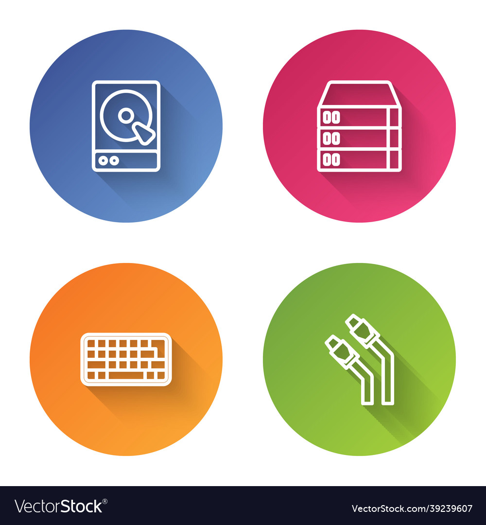 Set line hard disk drive hdd server data web vector image Set line hard disk drive hdd server data web