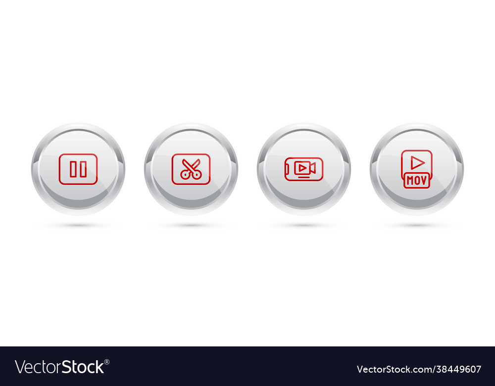 Set line pause button music or video editing vector image Set line pause button music or video editing