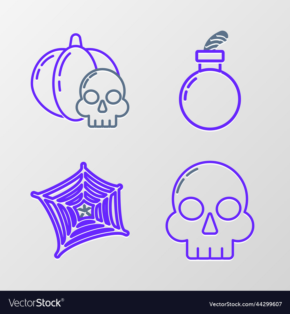 Set line skull spider web bomb ready to explode
