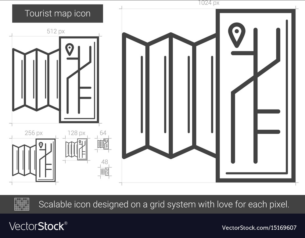 Tourist map line icon