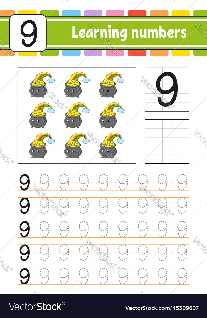 Trace and write numbers handwriting practice