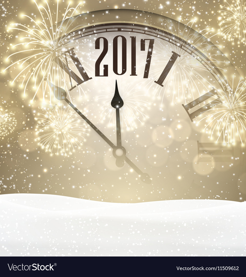 2017 new year background with clock