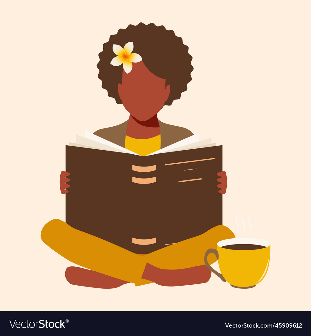 African american beautiful female student sits Vector Image