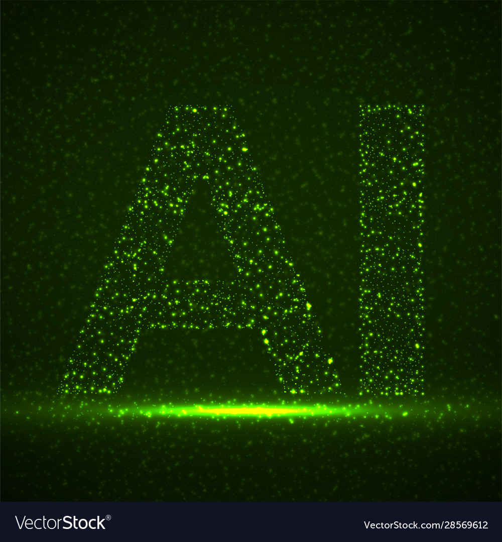 Artificial intelligence with glowing particles Vector Image Artificial intelligence with glowing particles