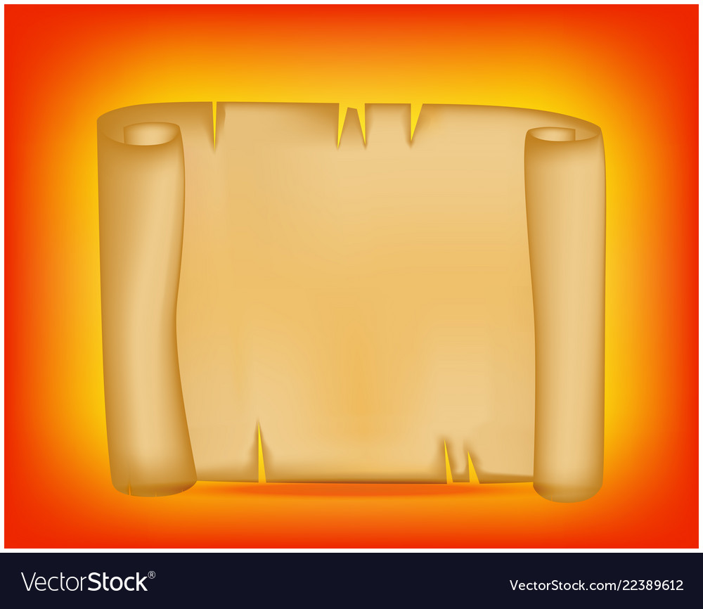 Banner card with empty paper scroll on colorful