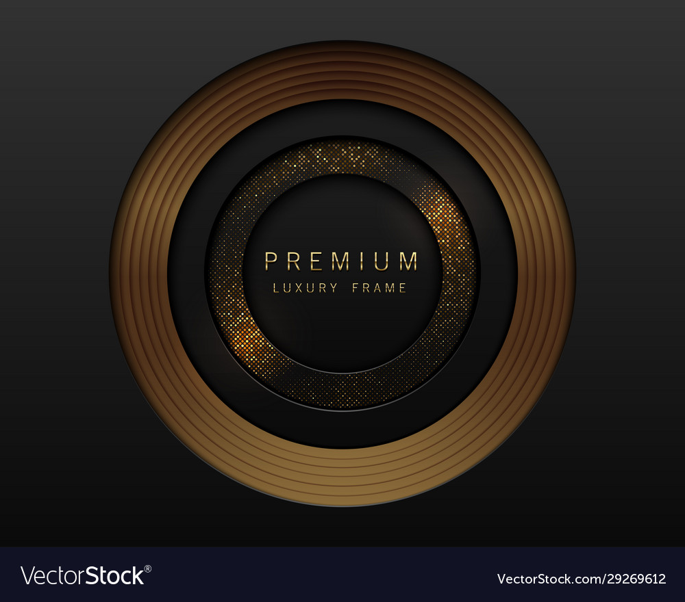 Black and gold abstract round luxury frame Vector Image