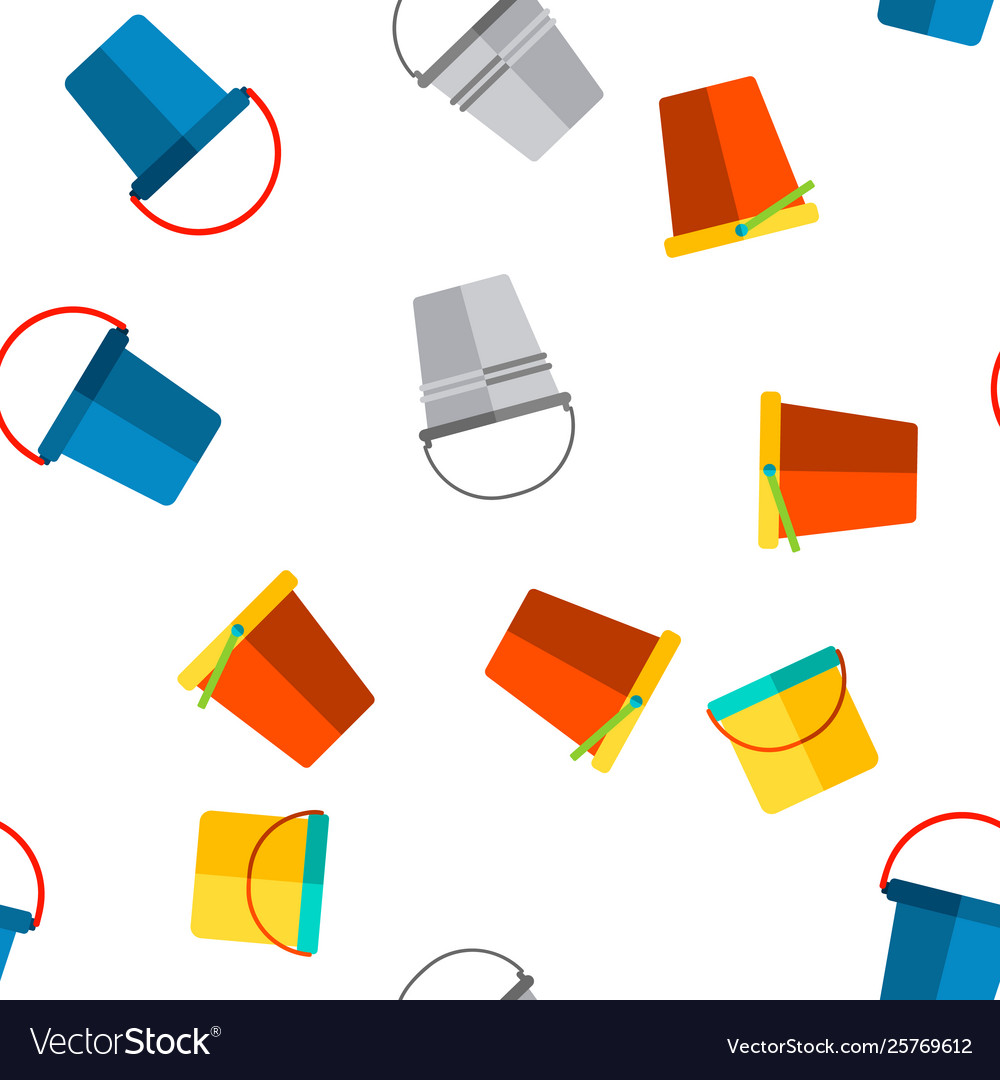 Buckets pails seamless pattern vector image Buckets pails seamless pattern