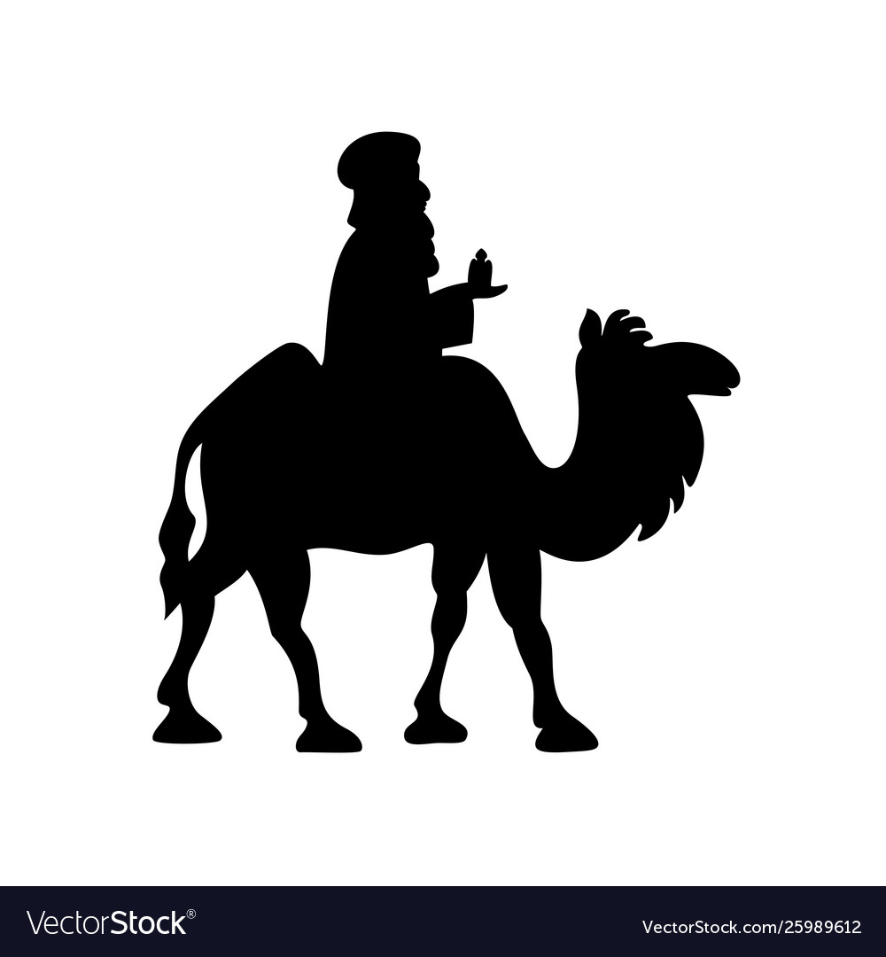 Cartoon bactrian camel and magi