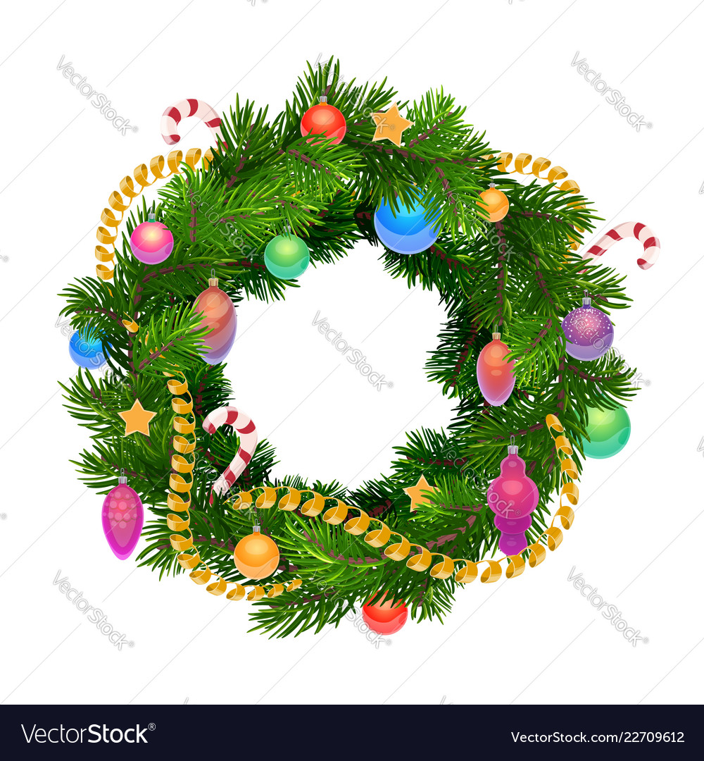 Christmas holiday wreath with balls and decoration