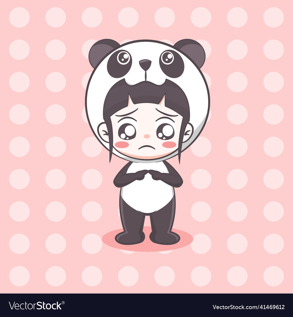 Cute panda costume girl cartoon Royalty Free Vector Image Cute panda costume girl cartoon Royalty Free Vector Image