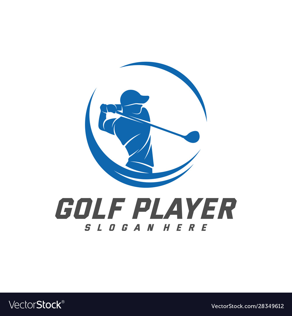 Golf player logo design template label Royalty Free Vector