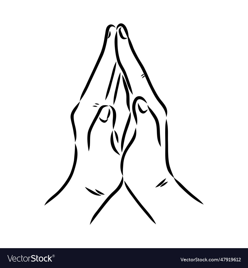 Hands folded in a prayer to god Royalty Free Vector Image