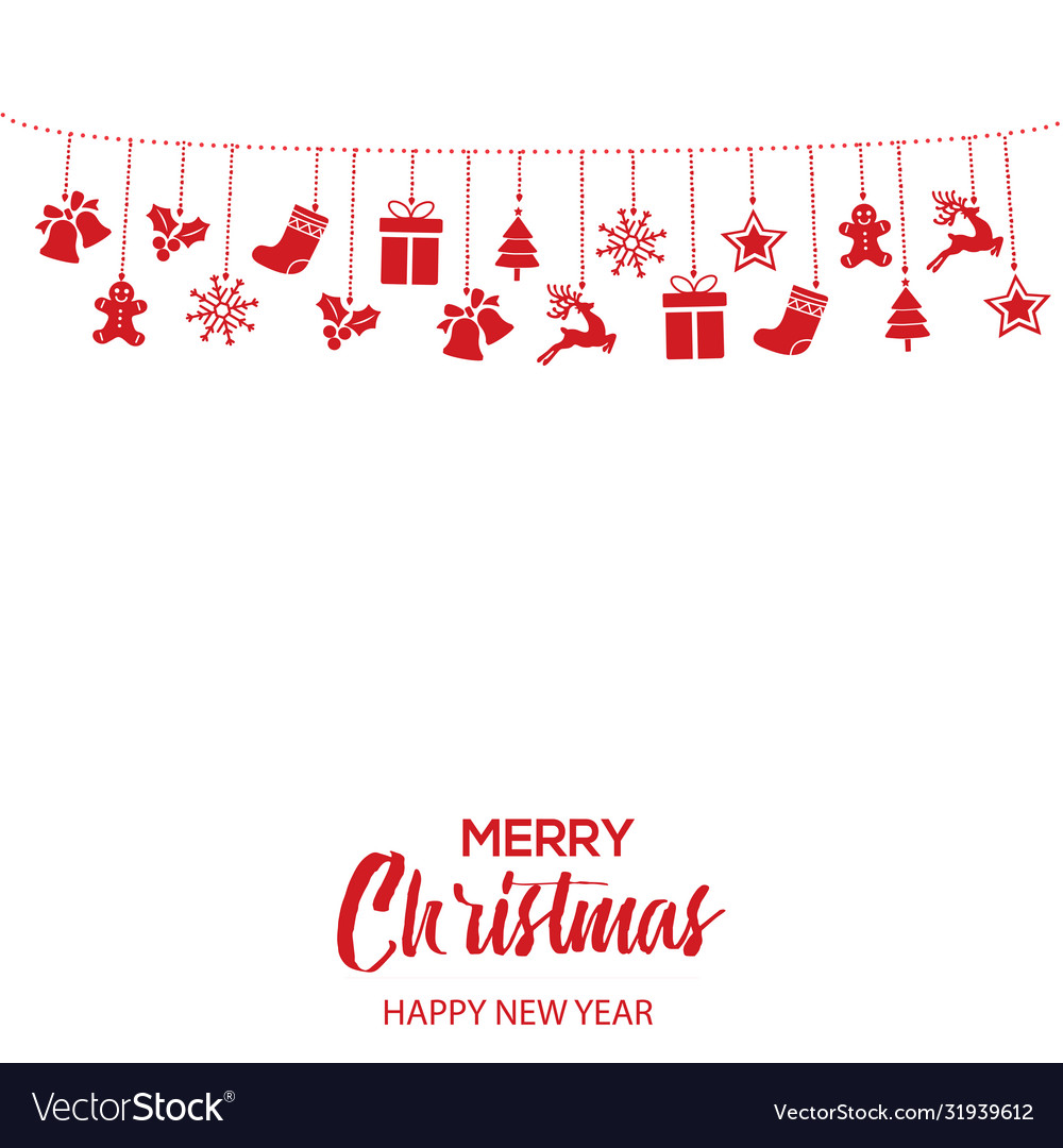 Happy new year or christmas card with ornaments