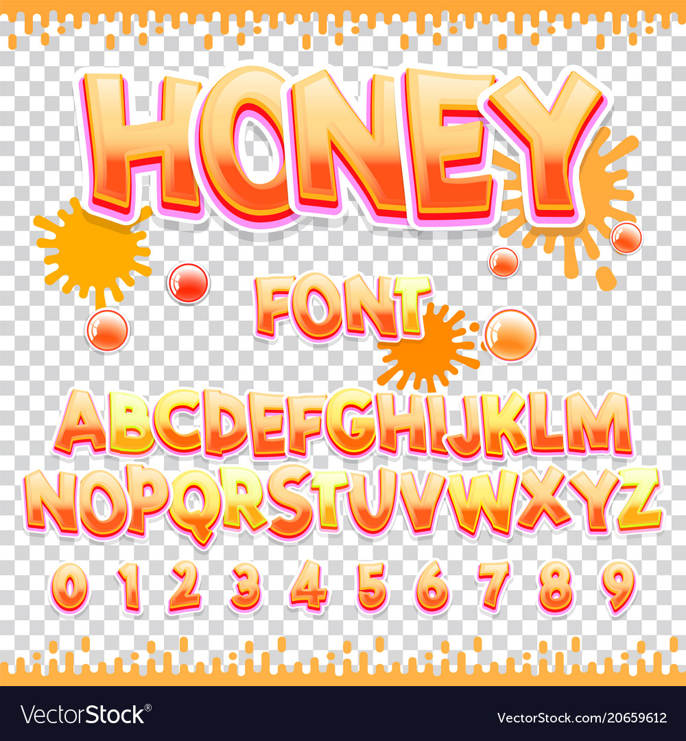 Honey latin font design sweet abc letters
