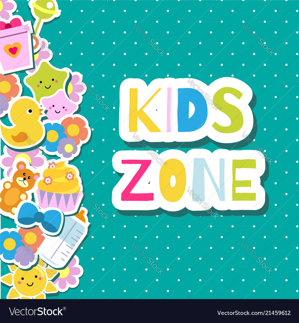 Kids zone banner colorful border frame background