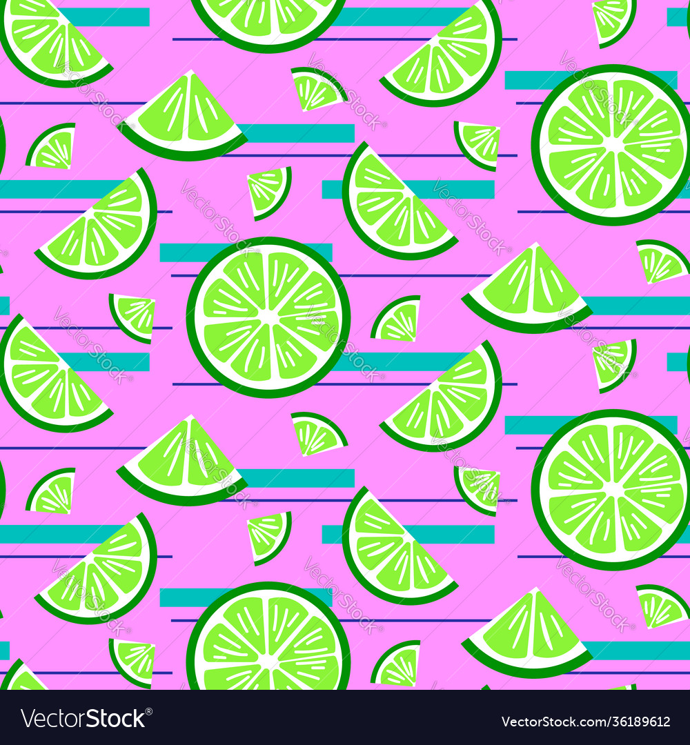 Lime pattern on a background with stripes Vector Image