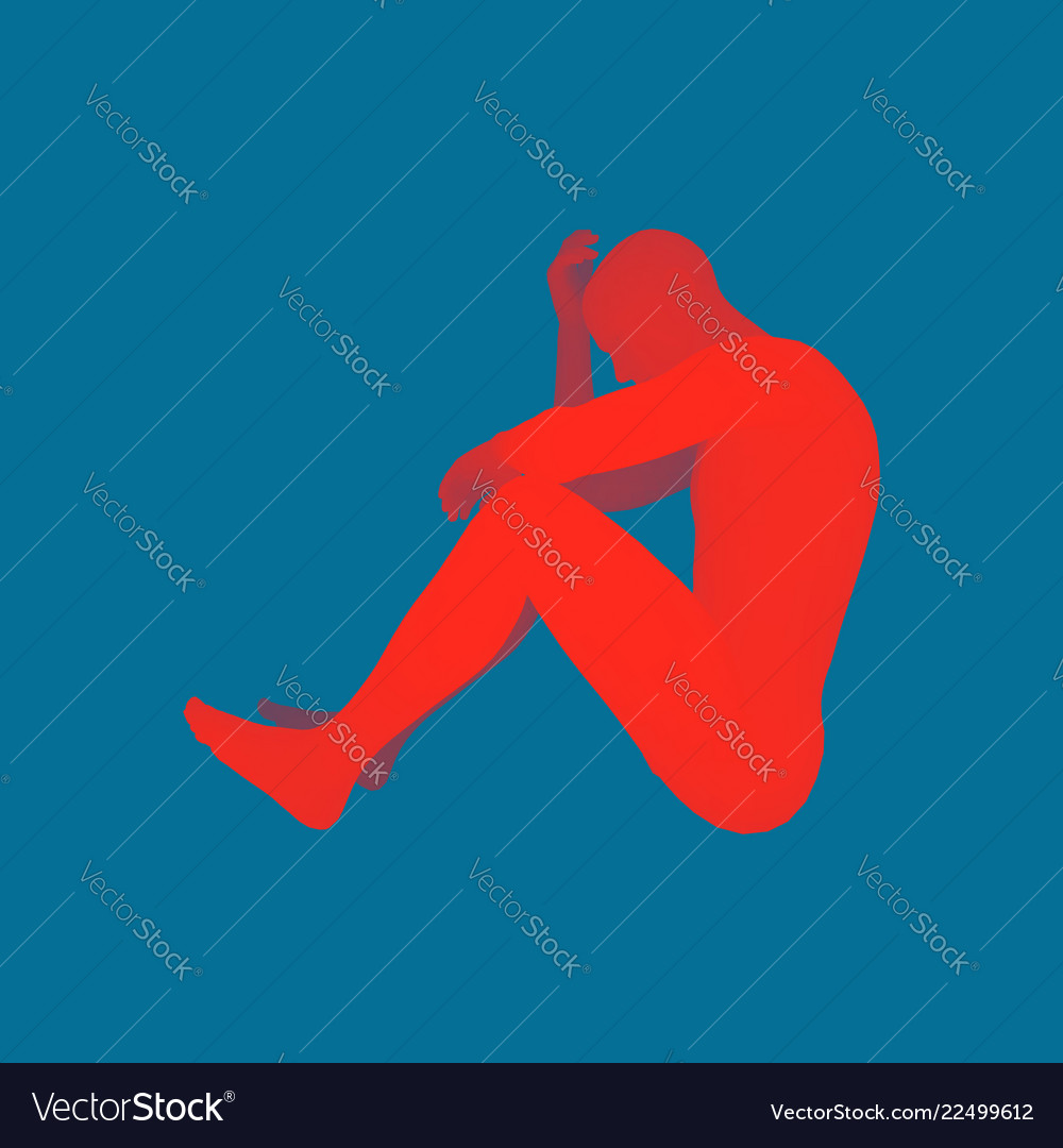 Man in a thinker pose 3d model of vector image Man in a thinker pose 3d model of