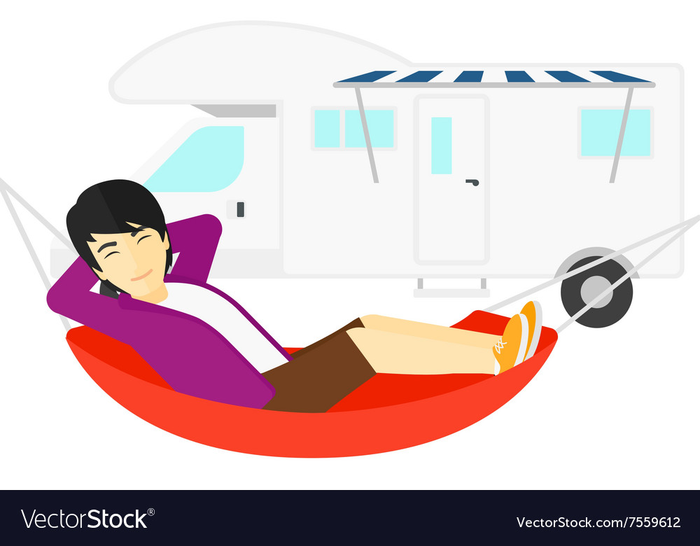 Man lying in hammock