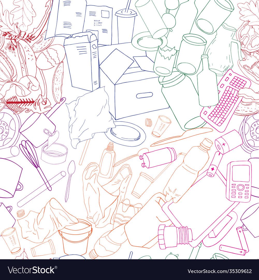 Seamless pattern with sorted paper garbage vector image Seamless pattern with sorted paper garbage