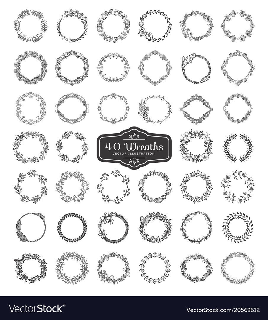 Set beautiful wreath Royalty Free Vector Image