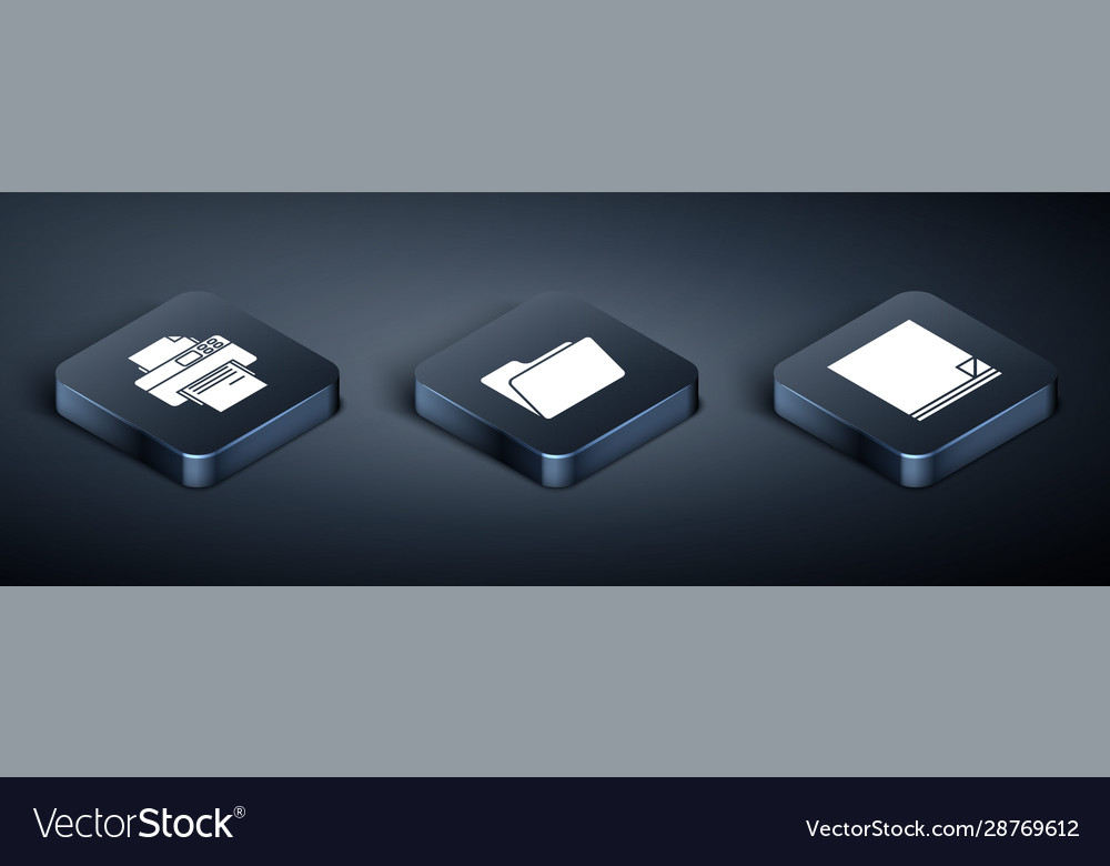 Set isometric printer file document