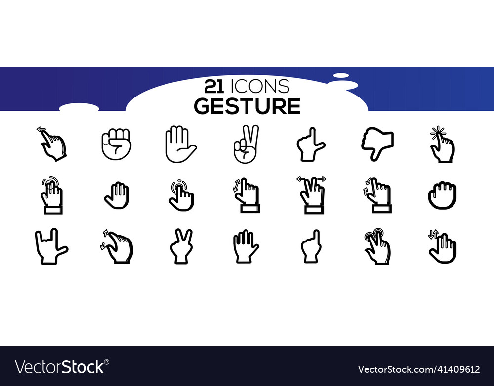 Touch screen gestures icons in thin line style