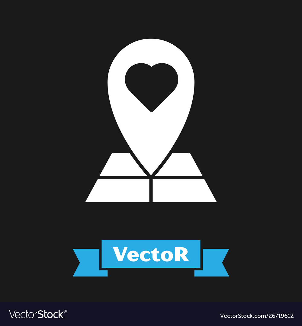 White map pointer with heart icon isolated vector image White map pointer with heart icon isolated