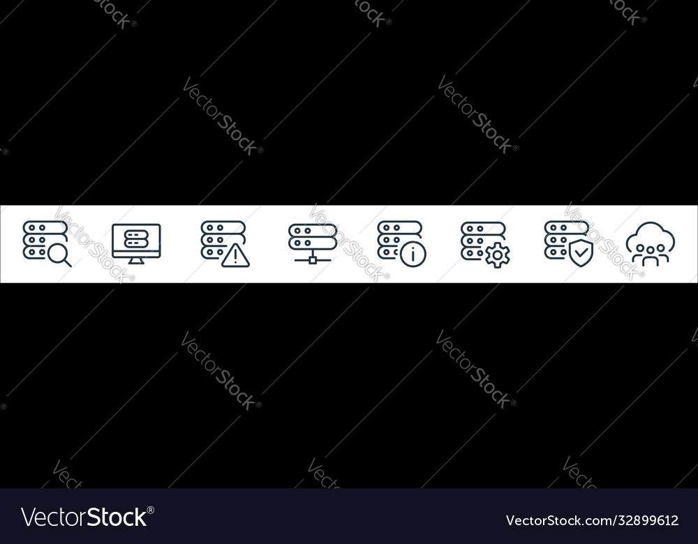 Work office server line icons linear set quality vector image Work office server line icons linear set quality