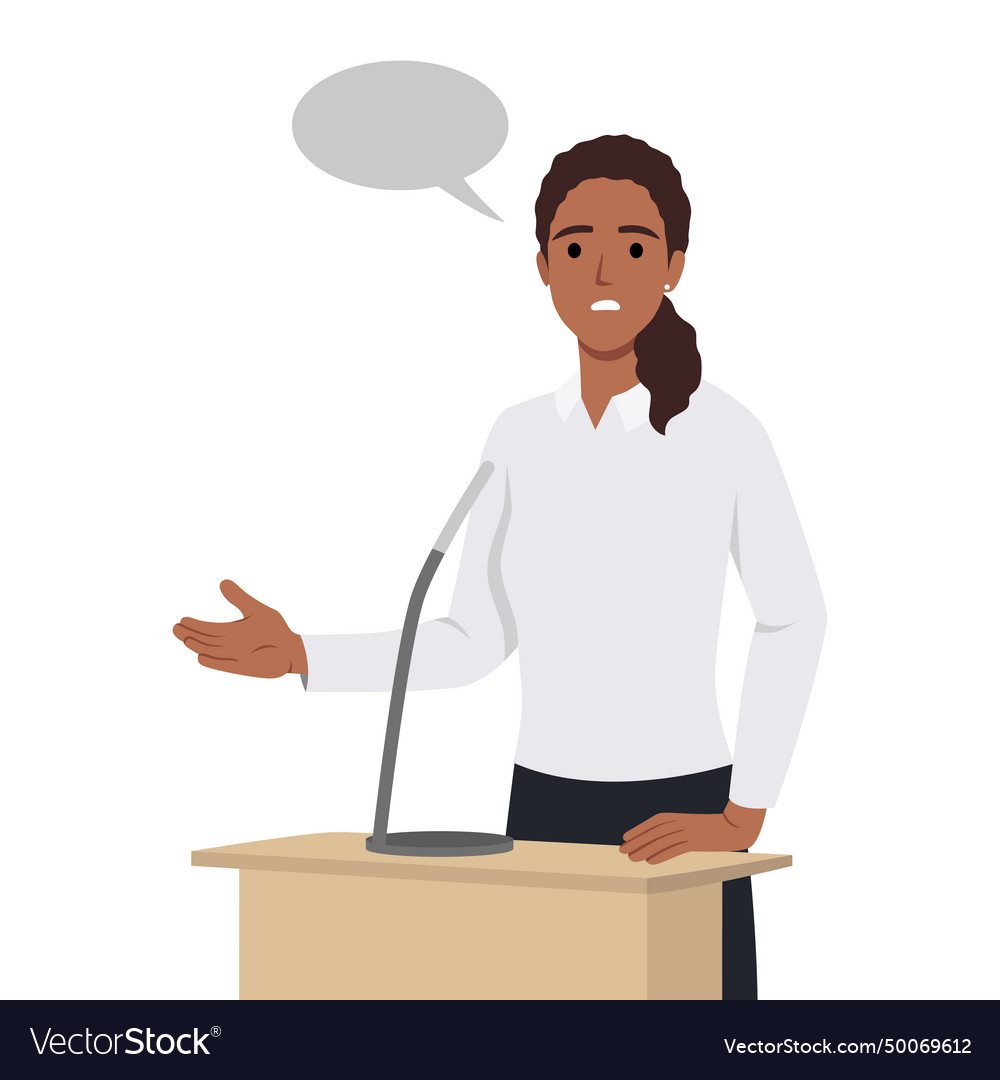 Young business woman or politician speaking at Vector Image