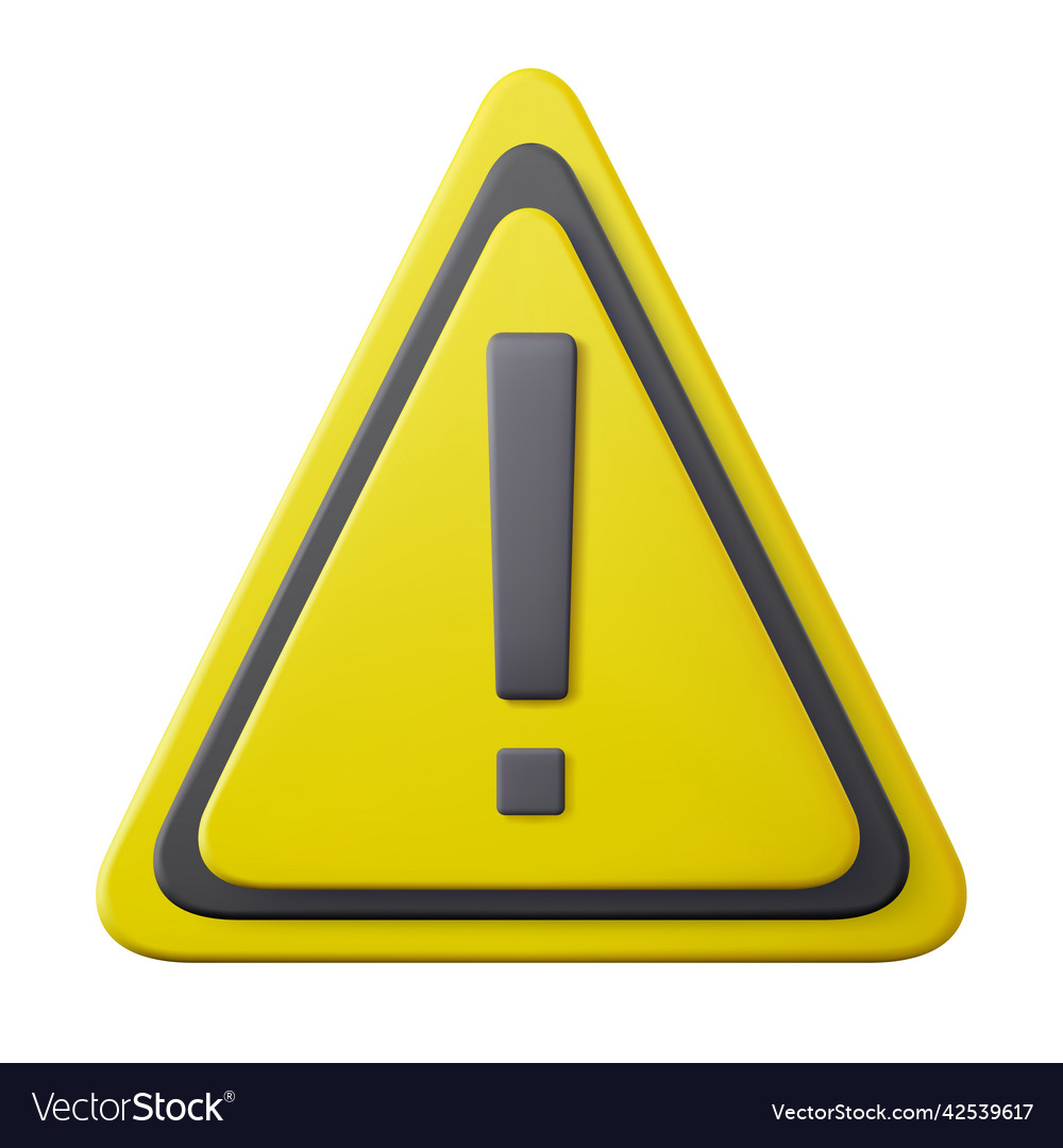 3d hazard warning attention sign Royalty Free Vector Image