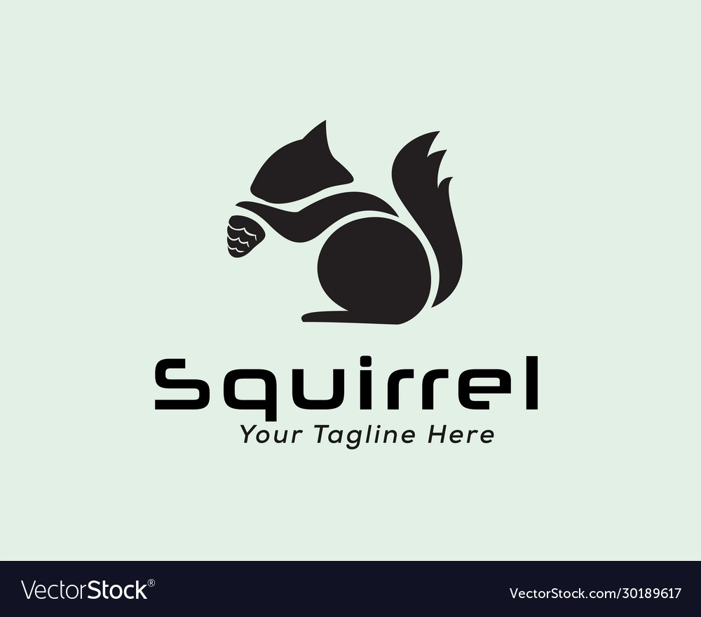 Abstract simple squirrel with nut logo design