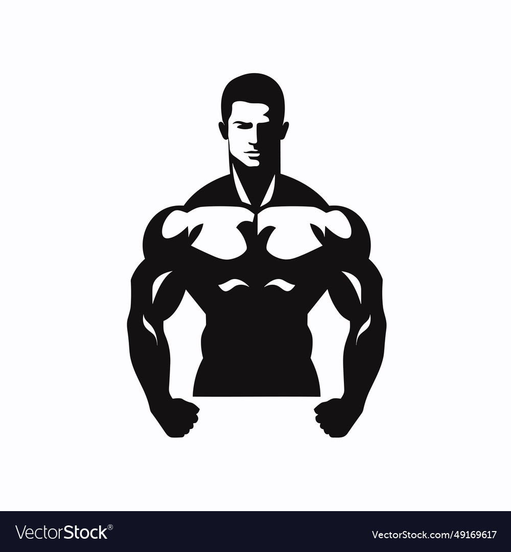 Bodybuilder Black Icon On White Background Vector Image