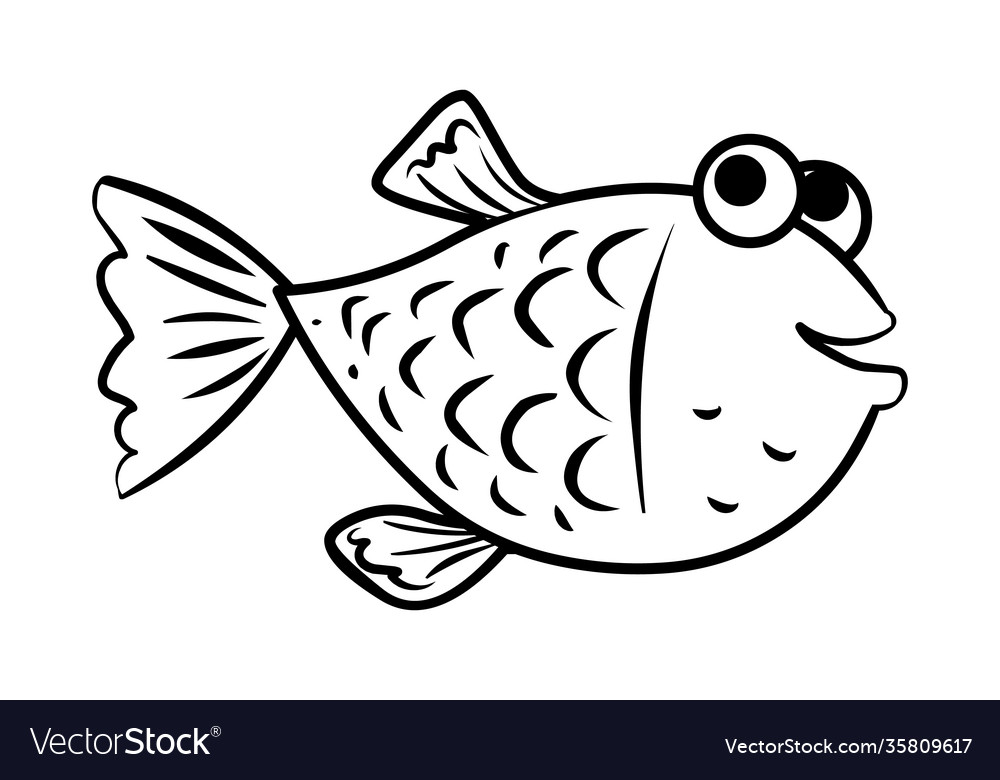 Cartoon Fish Line Drawing