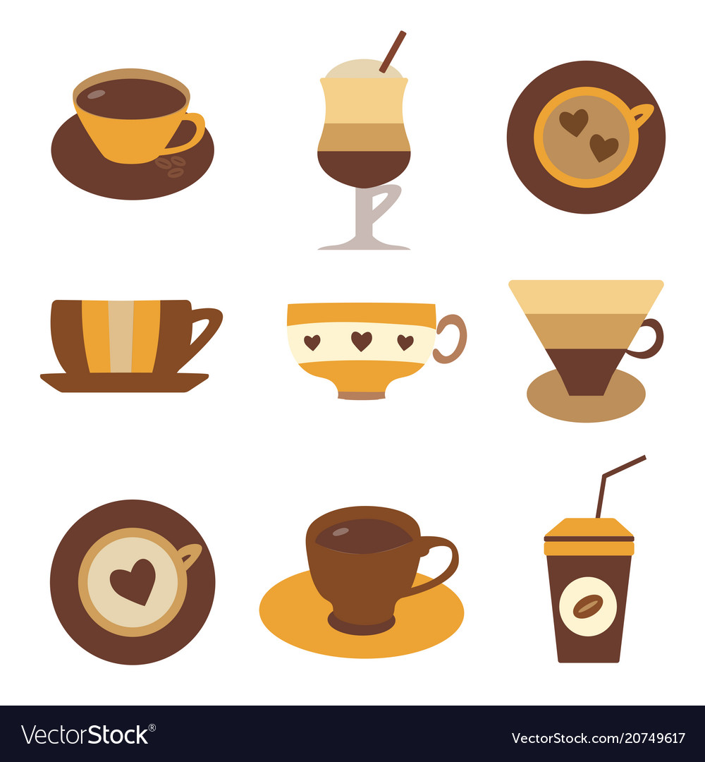 Coffee tea or hot chocolate in cups Royalty Free Vector