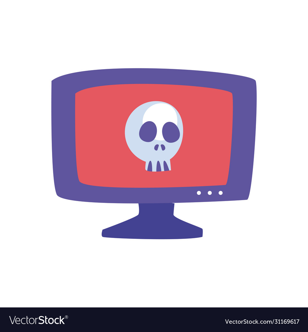Computer with skull flat style icon design