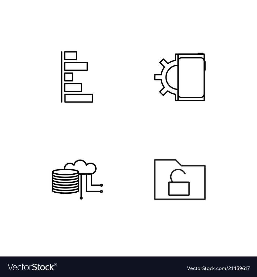 Data analytics linear icons set simple outline