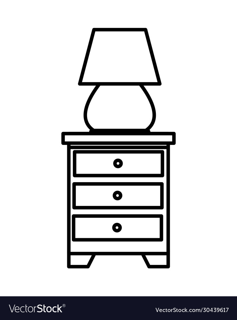 Drawer with lamp forniture icons Royalty Free Vector Image