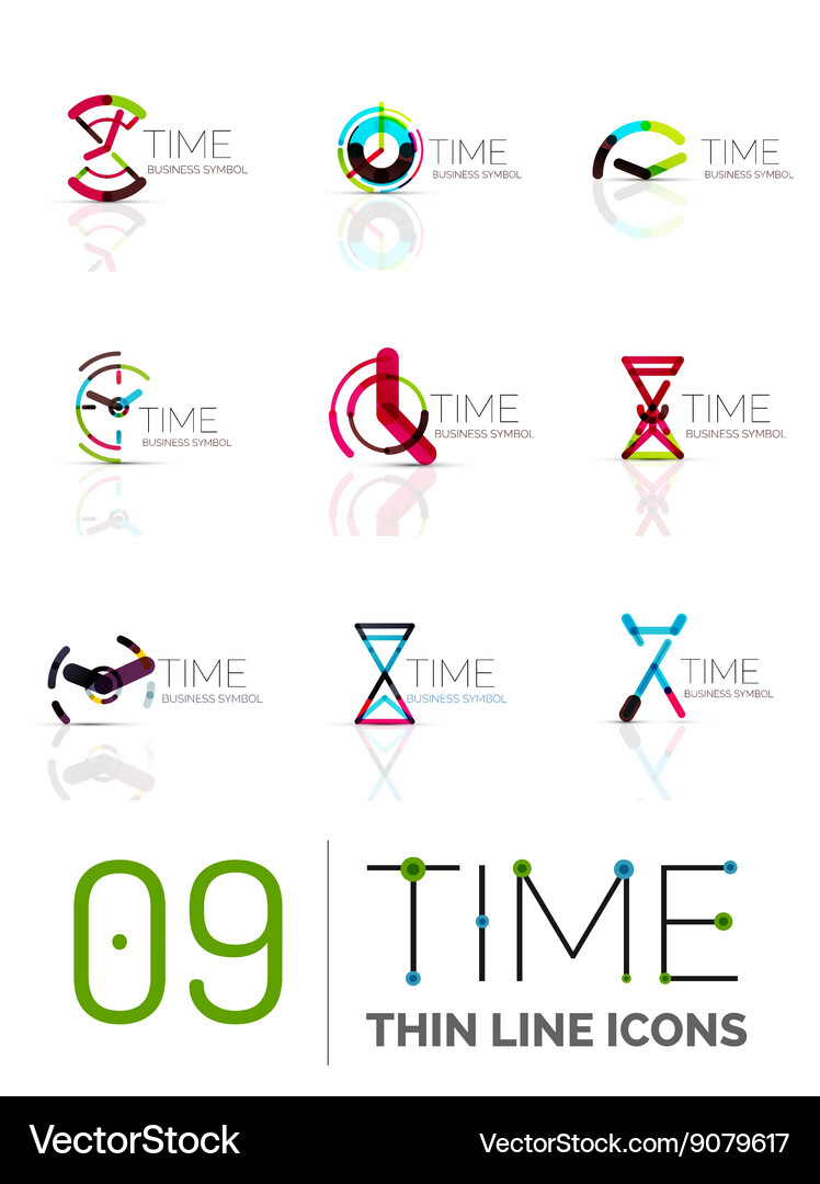 Geometric clock and time icon set Royalty Free Vector Image