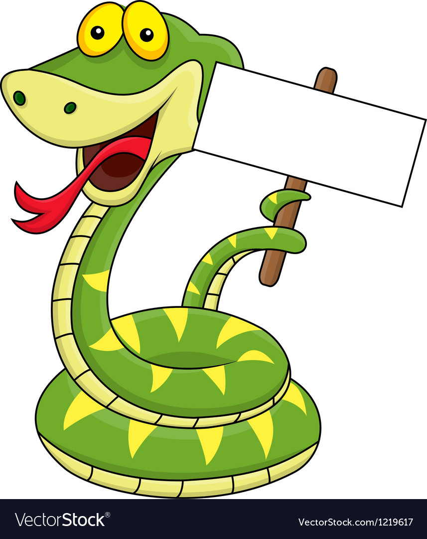 Green snake with blank sign