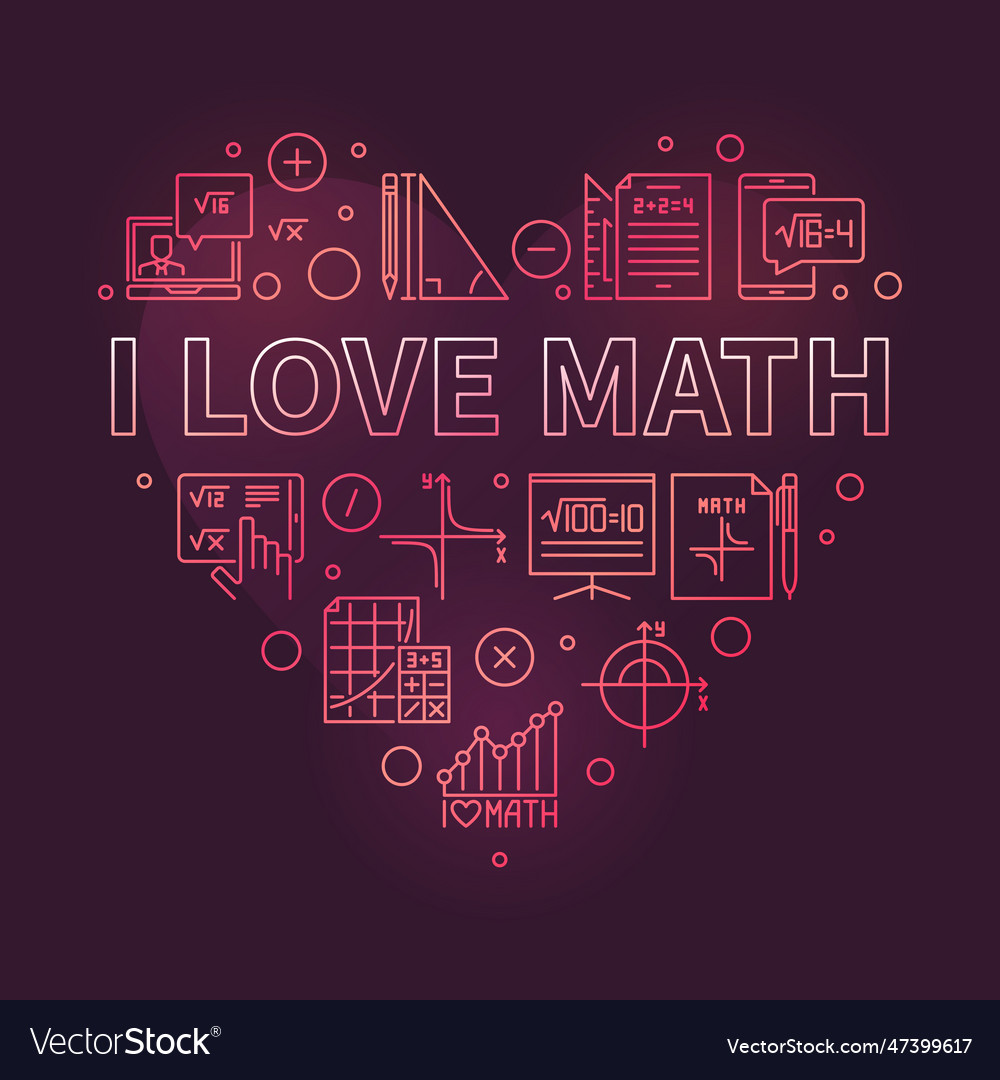 I love math concept outline heart shaped modern