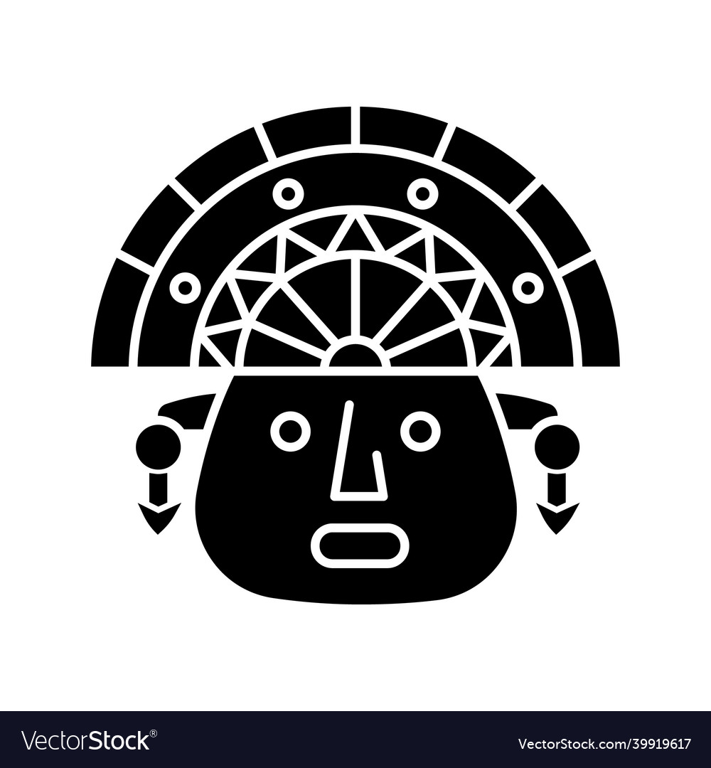 Incas black glyph icon man face in traditional Vector Image