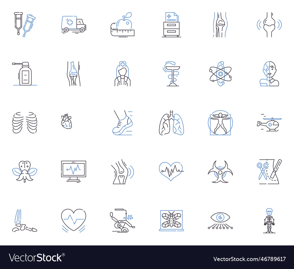 Infirmary line icons collection hospital clinic