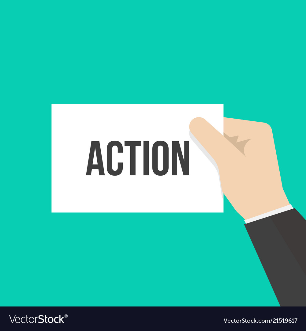 Man showing paper action text