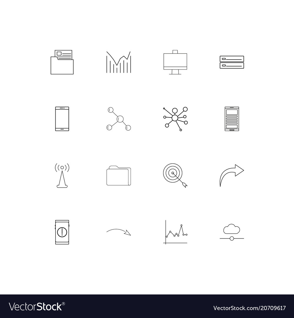 Network and database simple linear icons set