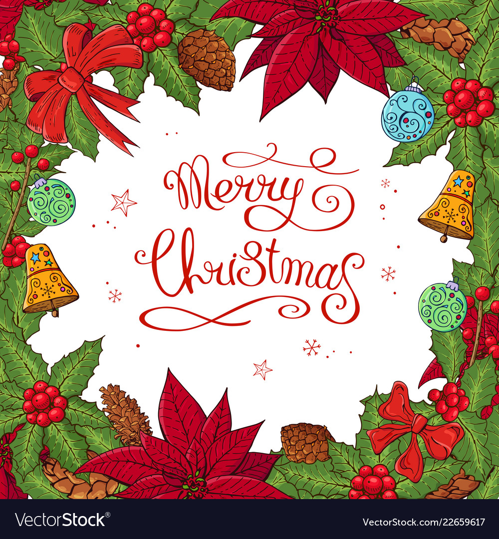 Pretty Card With Christmas Decoration Royalty Free Vector