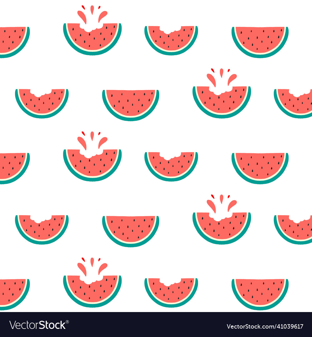 Seamless pattern with juicy slices of watermelon